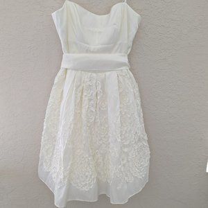 Vintage B. Darlin White Full Floral Textured Layered Dress Sz 7/8 Wedding Bride